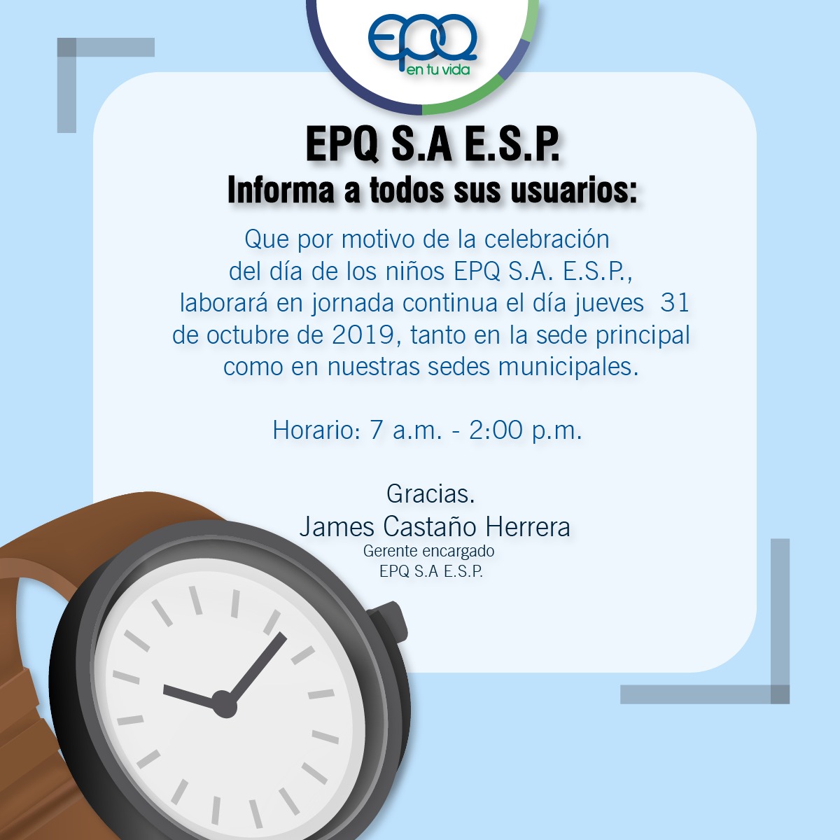 Horario 31 de octubre