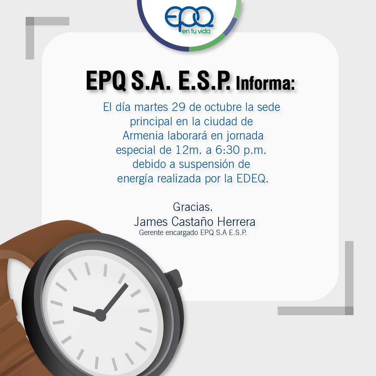 Horario especial 29 octubre